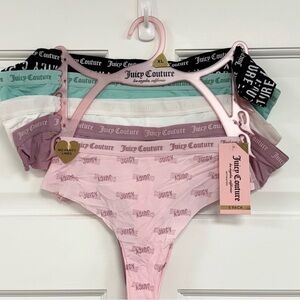 Juicy Couture Cheeky Thong Underwear XL Seamless No Panty Line Logo Waist 5pk